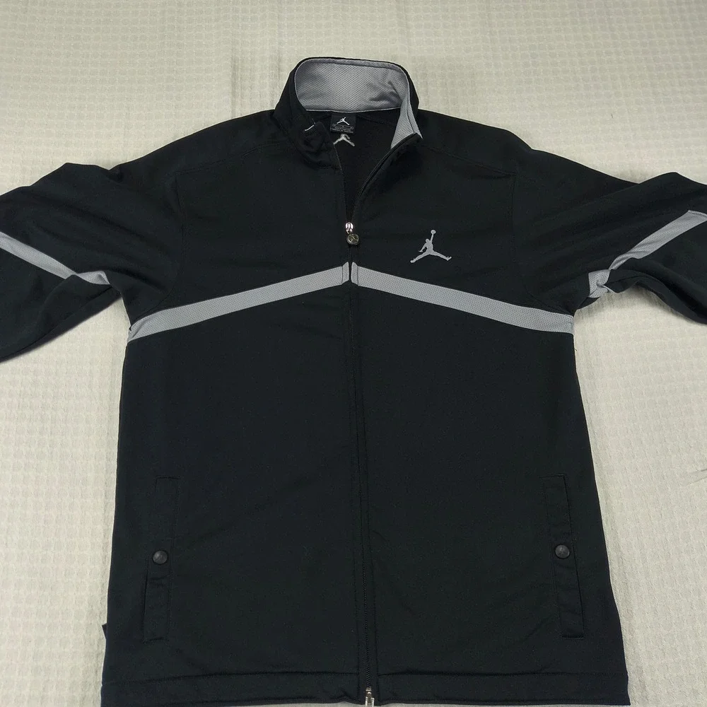 Jordan Mens Track Jacket Black Full Zip Mock Neck Jumpman‎ Logo Size Medium